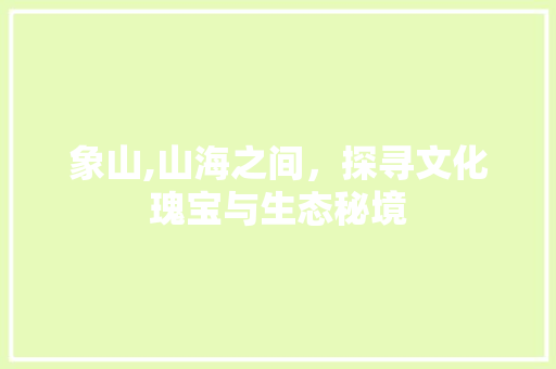 象山,山海之间，探寻文化瑰宝与生态秘境 神马SEO