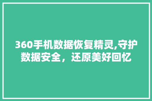 360手机数据恢复精灵,守护数据安全，还原美好回忆