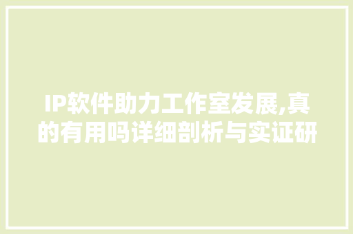 IP软件助力工作室发展,真的有用吗详细剖析与实证研究 必应SEO
