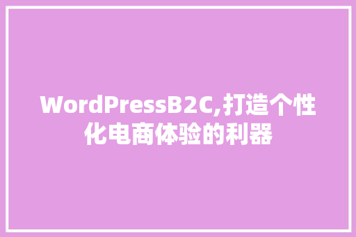 WordPressB2C,打造个性化电商体验的利器
