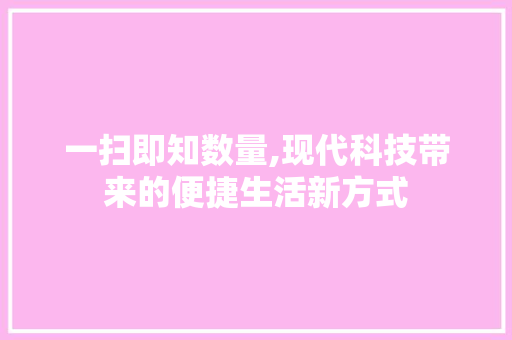 一扫即知数量,现代科技带来的便捷生活新方式