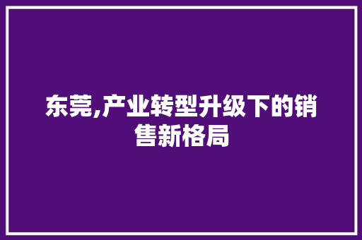 东莞,产业转型升级下的销售新格局 必应SEO