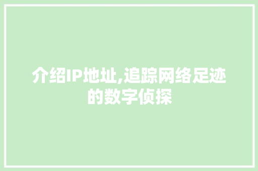 介绍IP地址,追踪网络足迹的数字侦探 搜狗SEO