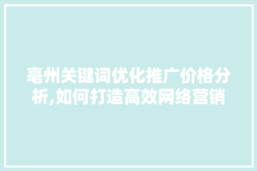 亳州关键词优化推广价格分析,如何打造高效网络营销步骤 SEO关键词