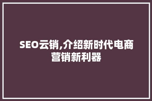 SEO云销,介绍新时代电商营销新利器