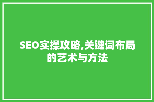 SEO实操攻略,关键词布局的艺术与方法 SEO关键词