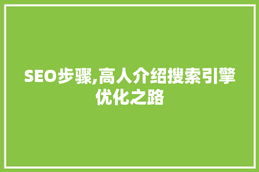 SEO步骤,高人介绍搜索引擎优化之路 搜狗SEO