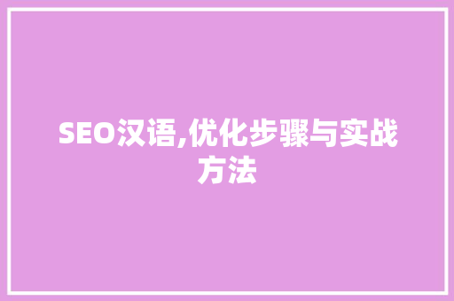 SEO汉语,优化步骤与实战方法 SEO关键词
