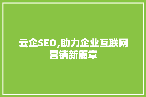 云企SEO,助力企业互联网营销新篇章 SEO关键词
