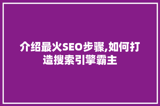 介绍最火SEO步骤,如何打造搜索引擎霸主 网站建设公司