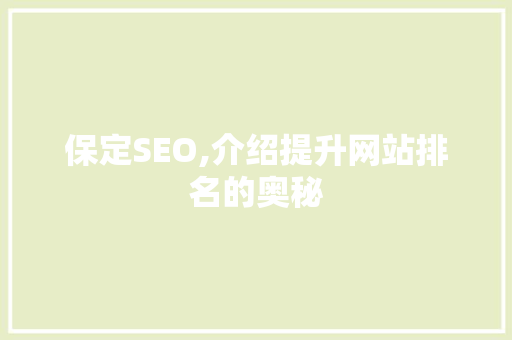保定SEO,介绍提升网站排名的奥秘 SEO关键词