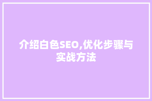 介绍白色SEO,优化步骤与实战方法 必应SEO