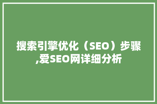 搜索引擎优化（SEO）步骤,爱SEO网详细分析 网站建设公司