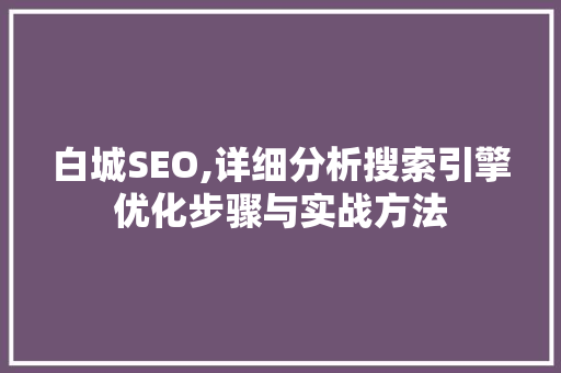 白城SEO,详细分析搜索引擎优化步骤与实战方法