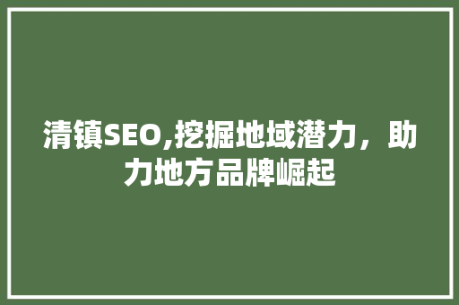 清镇SEO,挖掘地域潜力，助力地方品牌崛起 SEO关键词