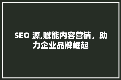 SEO 源,赋能内容营销，助力企业品牌崛起