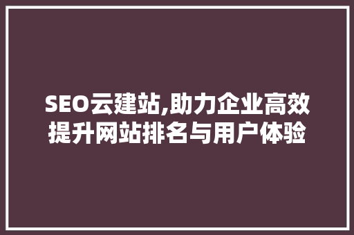 SEO云建站,助力企业高效提升网站排名与用户体验