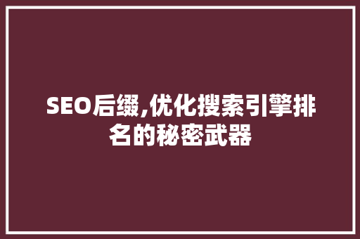 SEO后缀,优化搜索引擎排名的秘密武器 网站建设公司