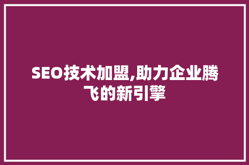 SEO技术加盟,助力企业腾飞的新引擎 百度SEO