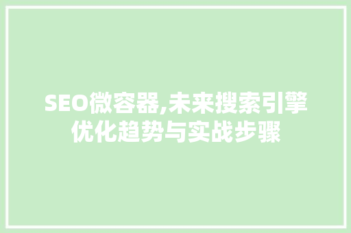 SEO微容器,未来搜索引擎优化趋势与实战步骤 SEO关键词