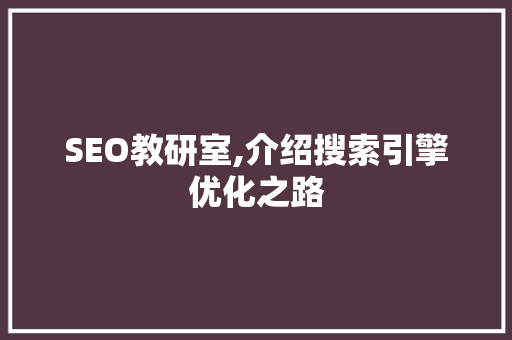 SEO教研室,介绍搜索引擎优化之路 百度SEO