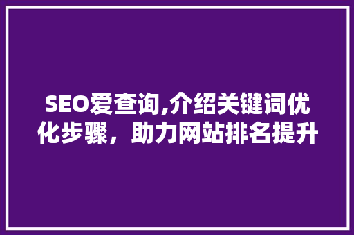 SEO爱查询,介绍关键词优化步骤，助力网站排名提升 搜狗SEO