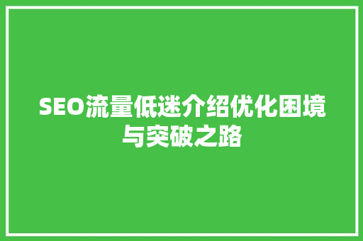 SEO流量低迷介绍优化困境与突破之路 搜狗SEO