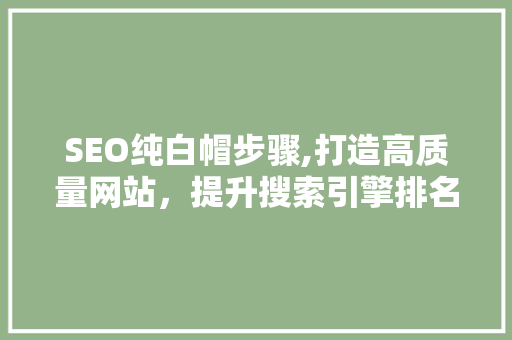 SEO纯白帽步骤,打造高质量网站，提升搜索引擎排名 SEO关键词