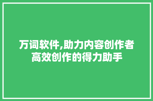 万词软件,助力内容创作者高效创作的得力助手