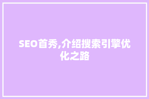 SEO首秀,介绍搜索引擎优化之路