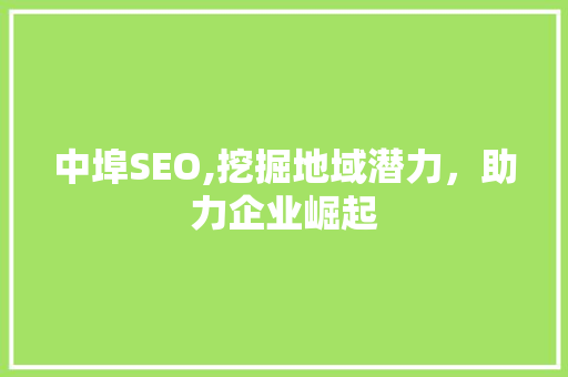 中埠SEO,挖掘地域潜力，助力企业崛起 SEO关键词