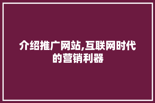 介绍推广网站,互联网时代的营销利器 必应SEO