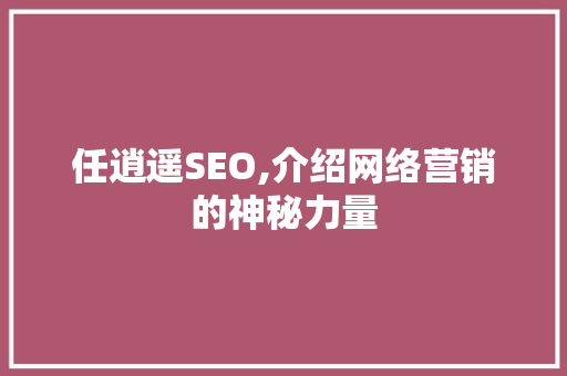 任逍遥SEO,介绍网络营销的神秘力量