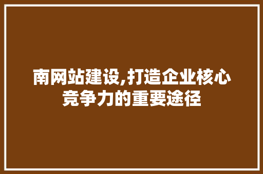 南网站建设,打造企业核心竞争力的重要途径 搜狗SEO
