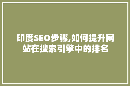 印度SEO步骤,如何提升网站在搜索引擎中的排名
