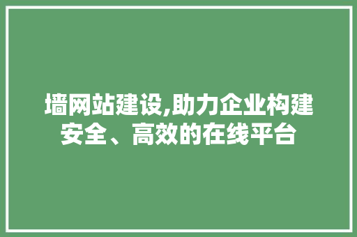 墙网站建设,助力企业构建安全、高效的在线平台 搜狗SEO