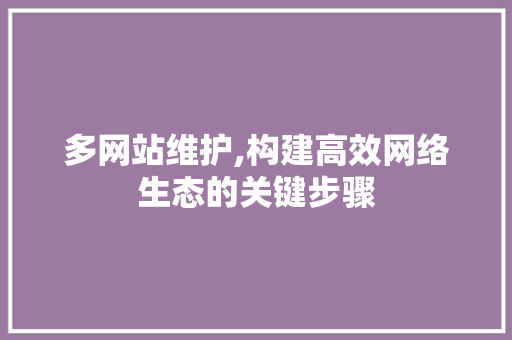 多网站维护,构建高效网络生态的关键步骤 百度SEO