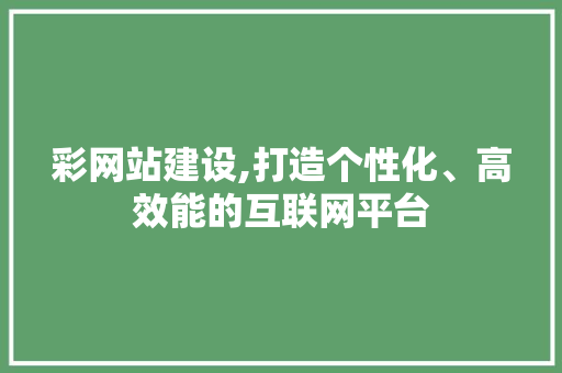 彩网站建设,打造个性化、高效能的互联网平台 网站建设公司