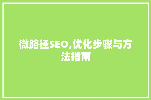 微路径SEO,优化步骤与方法指南 网站建设公司