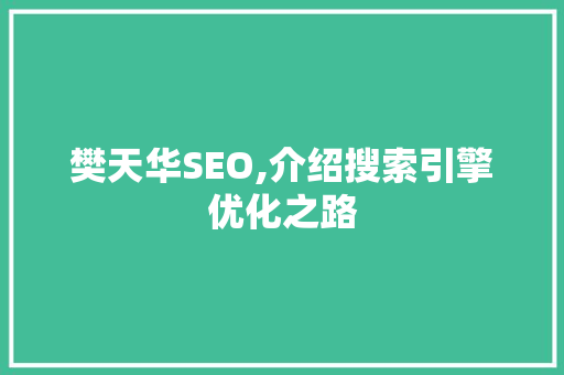 樊天华SEO,介绍搜索引擎优化之路 网站建设公司