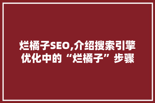 烂橘子SEO,介绍搜索引擎优化中的“烂橘子”步骤