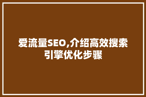 爱流量SEO,介绍高效搜索引擎优化步骤 搜狗SEO
