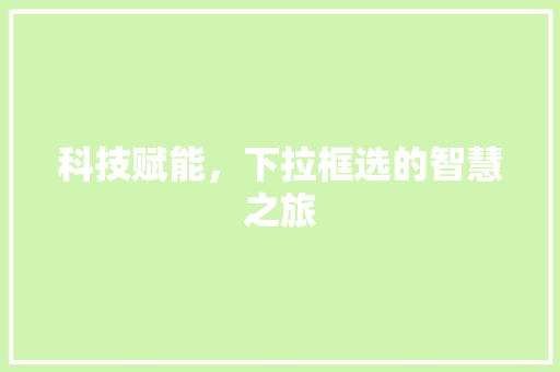 科技赋能，下拉框选的智慧之旅 搜狗SEO