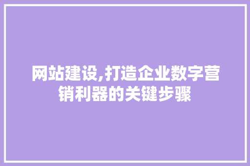网站建设,打造企业数字营销利器的关键步骤 必应SEO