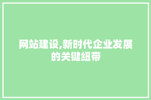 网站建设,新时代企业发展的关键纽带 SEO关键词
