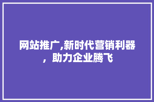 网站推广,新时代营销利器，助力企业腾飞 网站建设公司