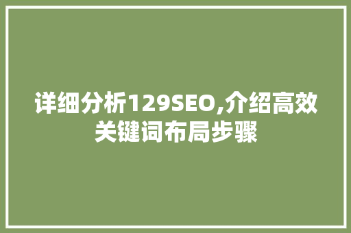 详细分析129SEO,介绍高效关键词布局步骤 百度SEO