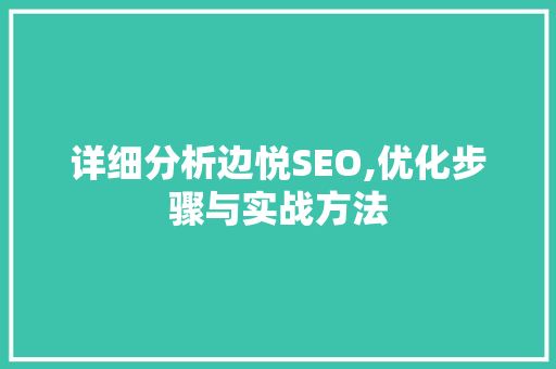 详细分析边悦SEO,优化步骤与实战方法