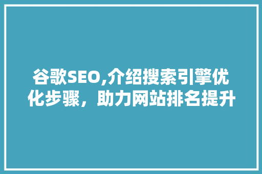 谷歌SEO,介绍搜索引擎优化步骤，助力网站排名提升 网站建设公司