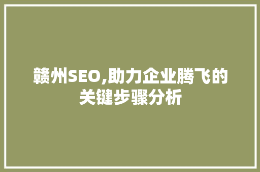 赣州SEO,助力企业腾飞的关键步骤分析 必应SEO